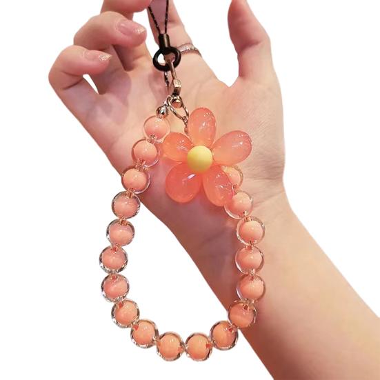 Dámská šňůrka na telefon na zápěstí Candy Color korálky na telefon Provaz na zápěstí proti ztrátě Pouzdro na mobil Ruční popruh