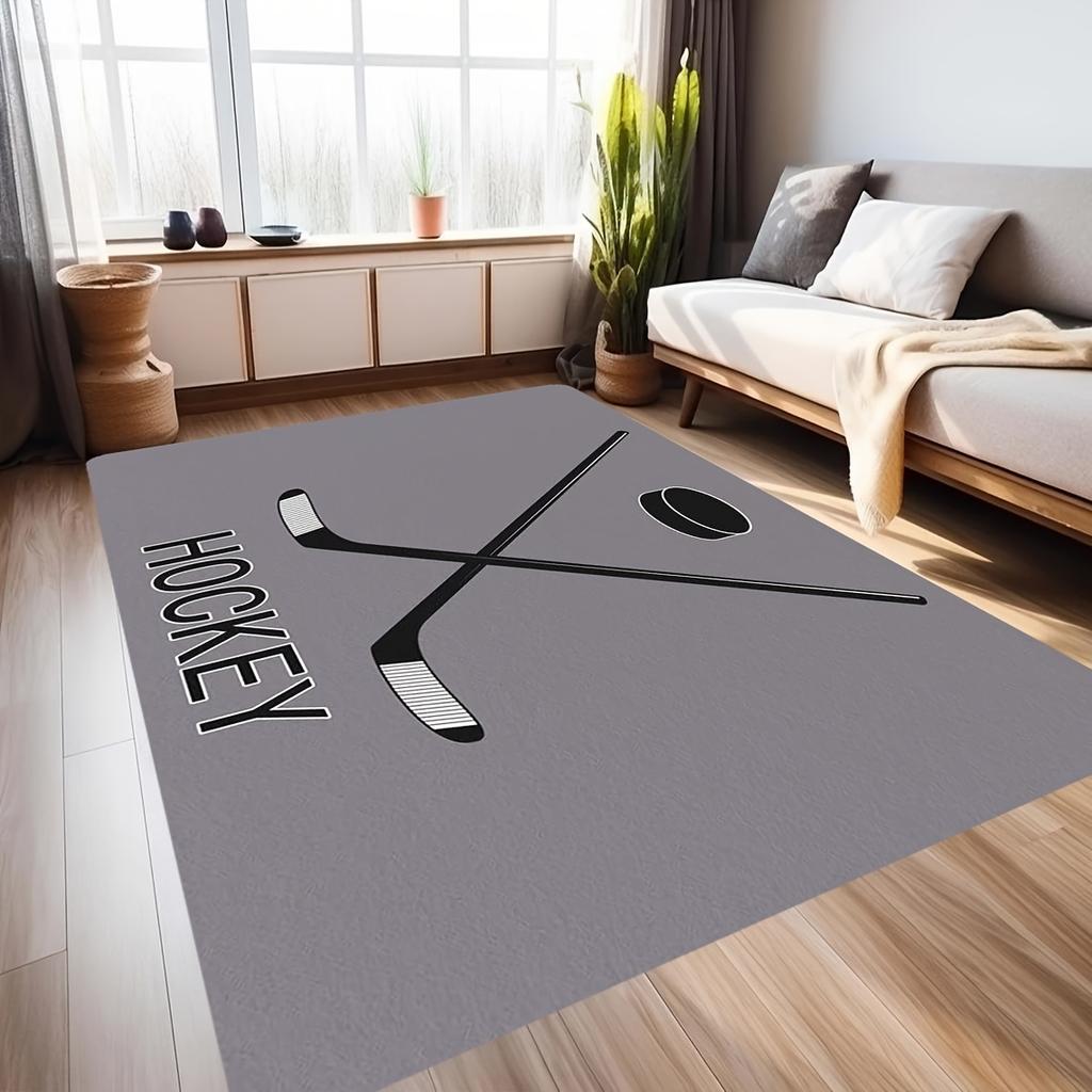 Ice hockey cross pattern Flannel-printed floor mats are slip-resistant Suitable for living room bedroom terrace garden carpets