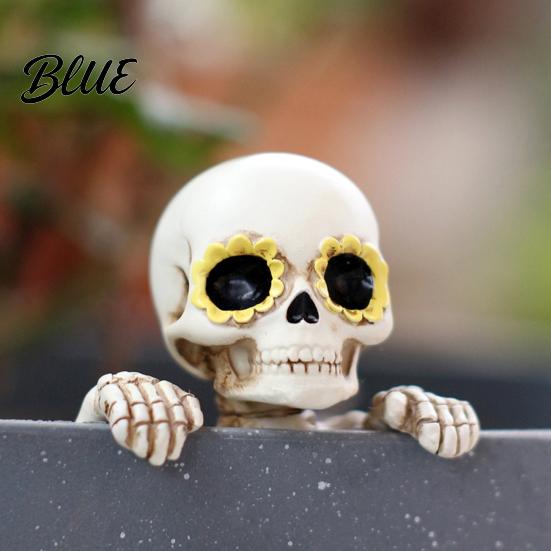 Cool Plant Decorations Skeleton Flower Pot Hugger Resin Skull Planter Statue with Eyes Mini Funny Garden Statues Flowerpot Ornament for Halloween