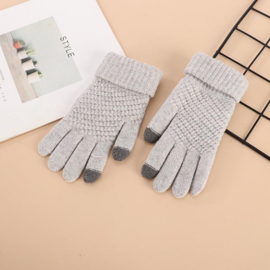 Winter Thick Plush, Pineapple Knit, Touch Screen, Cycling Cold Proof, Plush Pattern, Warm Gloves