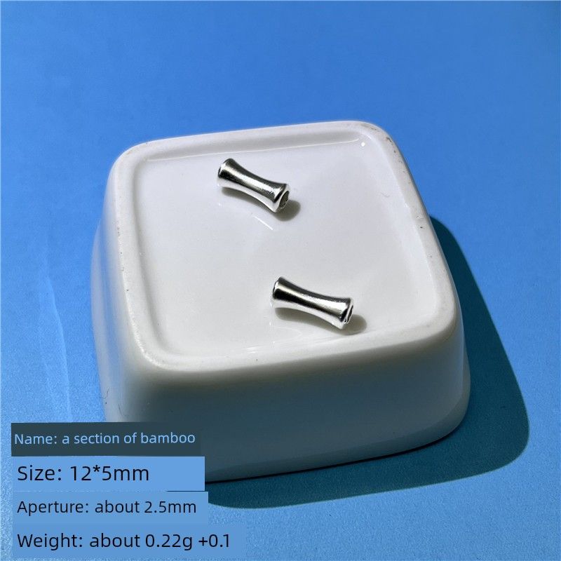 

Pure Silver 999 Sterling Silver Accessories Five Blessing Bamboo Elbow Braided Bracelet DIY Ornament Carrying Strap 3D Leaves Full of Blessing #1/-a section of bamboo