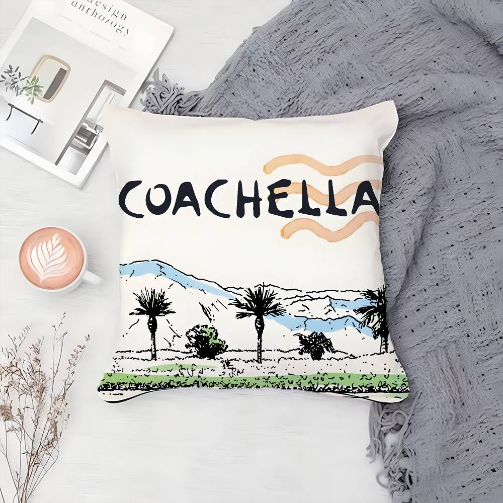 Coachella Valley Music Arts Festival Pillow Case Printing Pillowcase Living Room Sofa Cushion Cover Bedroom Room Decor