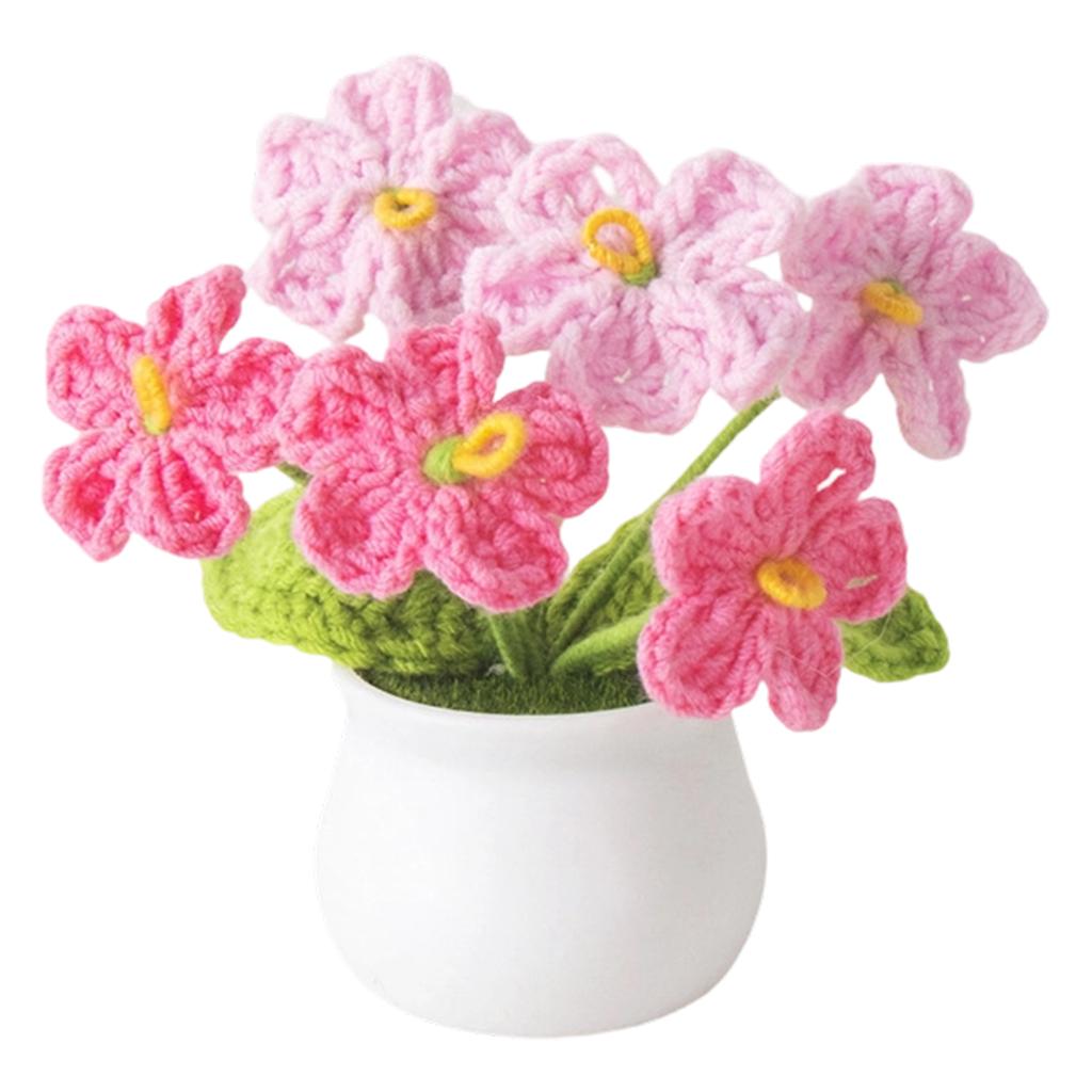 Knitting Crochet Lavender Flowers Potted Plant Colorful Flowers Handmade Flowers Home Office Car Decors Valentine Gift