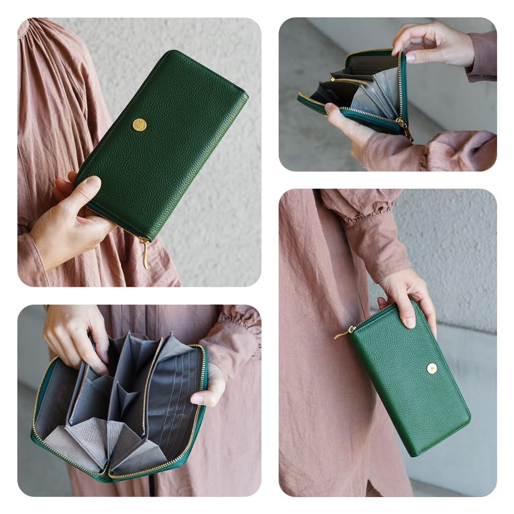 Toyooka Kobo Wallet for Men and Women, Separate Coin Compartment, Long Wallet, Genuine Leather, Made in Japan, Camel, 4193-08