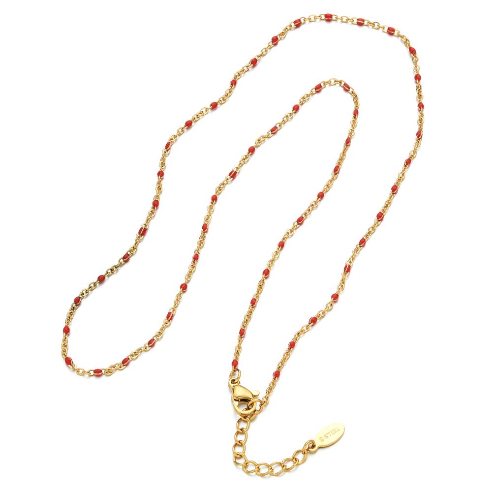 

Hot Pink Stainless Steel Link Cable Chain Fashion Gold Color Satellite Enamel Beads Necklace for Women Chic Summer Gift