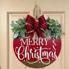 1pc Rustic Wooden Round Door Hanger - Merry Christmas Plaid Bow Sign, Perfect for Farmhouse Home & Porch Decor decoracion