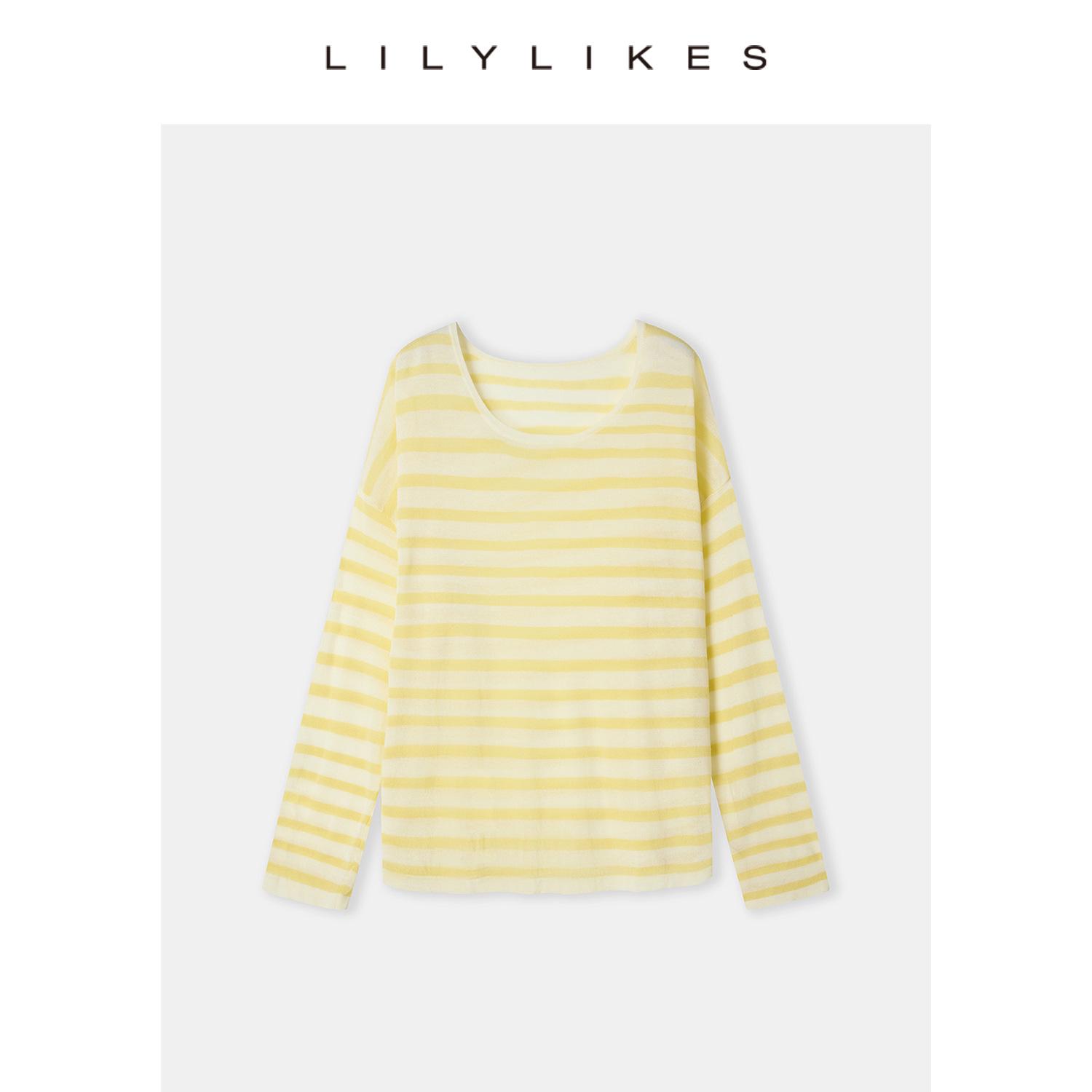 

Lilylikes Light Oxygen Striped T - Tencel Linen Long-Sleeved Breathable Top Medium