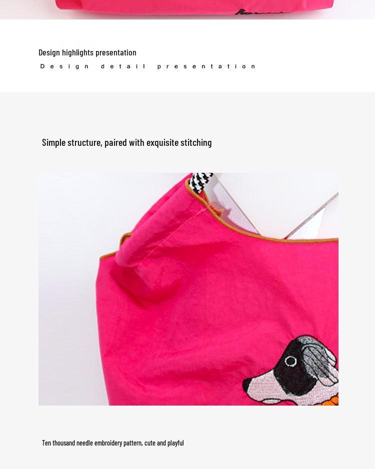 Women's Oxford Cloth Embroidered Handbag: Large Capacity, Nylon, Portable, Crossbody, and Shoulder Bag.