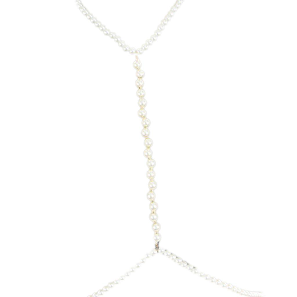 Luxurious Chest Chain for Women Artificial Pearls Choker Chain Necklace Body Chain Night Club Body Jewelry for Formal