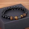 Tiger Eye Bead Bracelet with Cubic Zircon for Men, Handmade Jewelry, Natural Stone Beads, Stretch Elastic, Marble