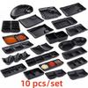 10 stuks set Melamine Plastic Sojasaus Schaal Saus Dispenser Japanse Dip Schotel Zwarte Azijn peper Schotel Huishoudelijk Tafelgerei