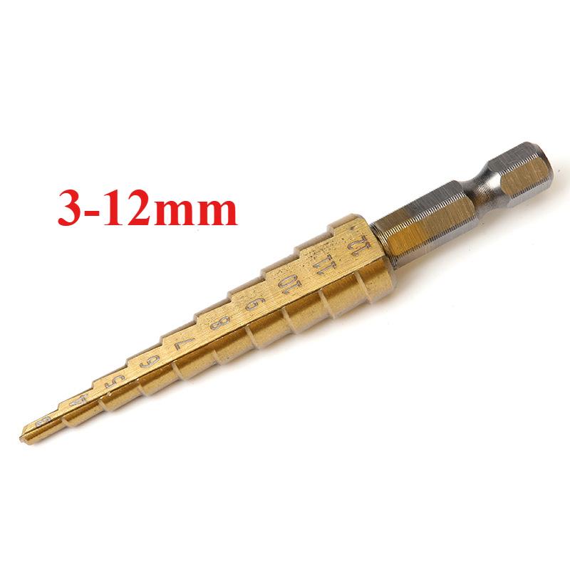 

Ступенчатые сверла из быстрорежущей стали с титановым покрытием 3-12 мм 4-12 мм 4-20 мм ступенчатые конусные режущие инструменты сталь дерево металл сверлильный набор 3-12mm,1pc