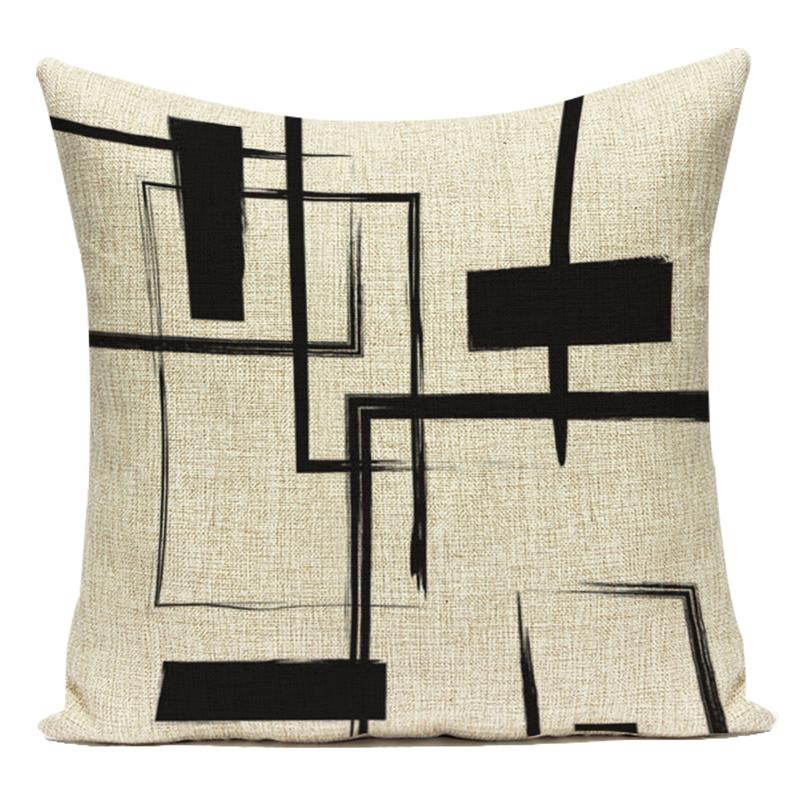 Geometric Pattern Decorative Black White Stripe Pillowcase Deer Cushion Cover Throw Pillow Sofa Car Decoration Pillowcover
