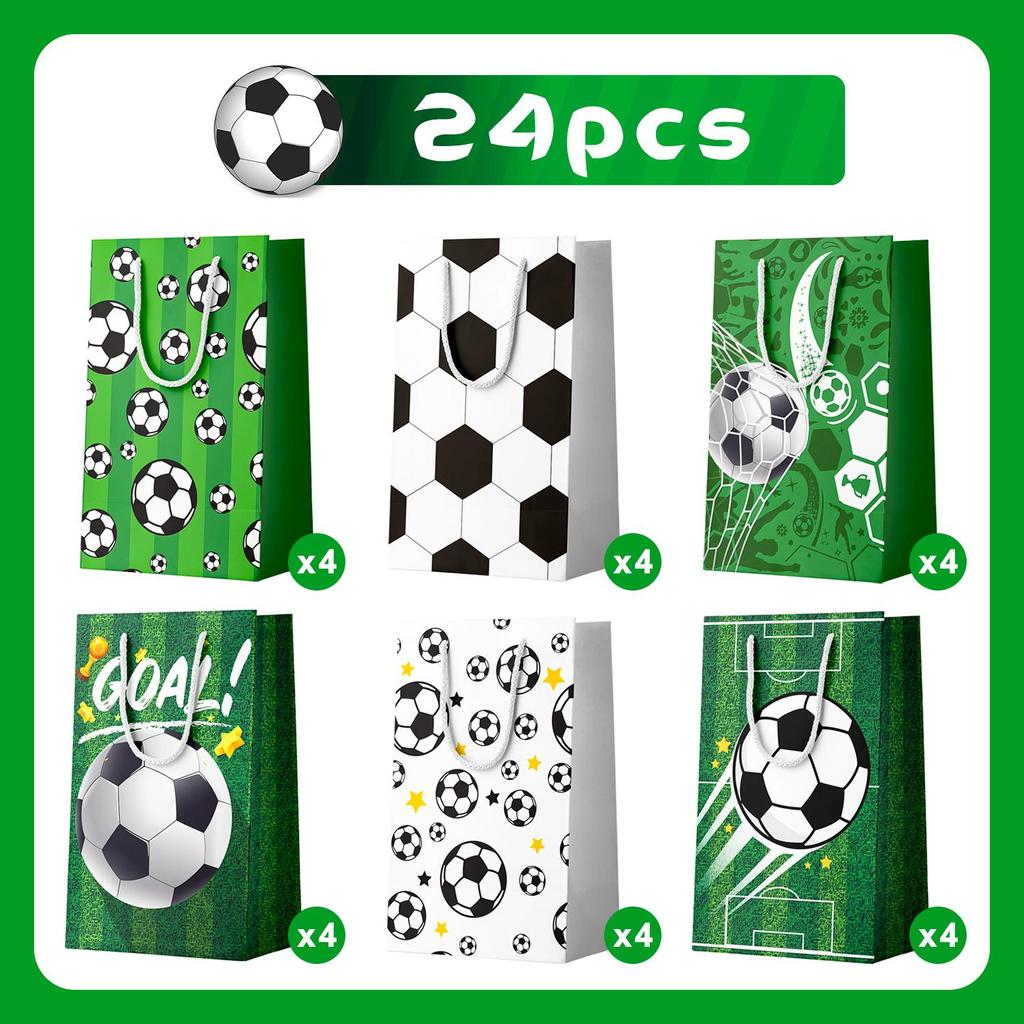 Soccer Gift Bag,24PcsSoccer Favor Bags-Soccer Snack Bag,Soccer Paper Candy Bag&Soccer Birthday Party Decoration&Sports Theme Party Decorations Supplie