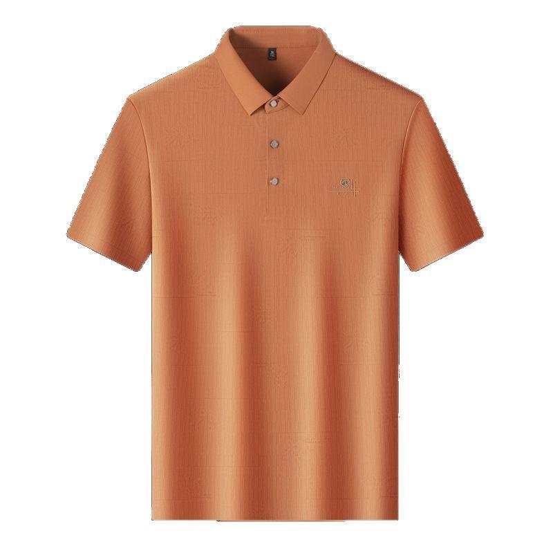 High-End Short-Sleeved T-Shirt Men'S Thin Solid Color Cold Silk Cool Business Lapel Trendy Men'S Polo Shirt
