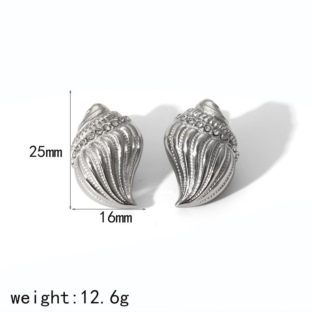 Морские Серьги-Ракушки Из Нержавеющей Стали Геометрические Украшения Для Женщин Зима Silver A