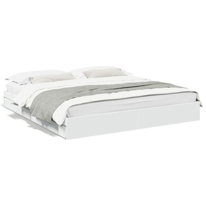 VidaXL Cadre de lit avec tiroirs blanc 200x200 cm bois d'ingénierie, lit, lit de rangement, cadre de lit double, lit double 3280629
