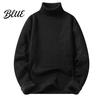 Solid Color Men Slim Fit Long Sleeve Winter Turtleneck Sweater Autumn Tight Plush Fleece Lining