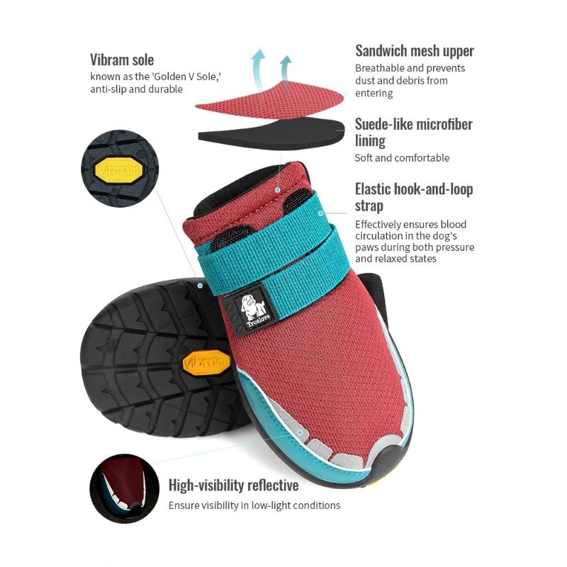 Truelove Pet Shoes Vibram Sole Reflective Durable Anti-slip Soft Mesh Nylon Comfortable Outdoor NEW 2/4pcs Training TLS4862