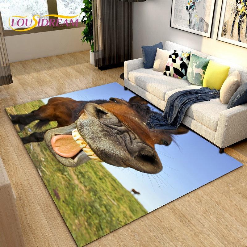 3D Animal Pentium Horse Area Rug,Carpet Rug for Living Room Children's Room Decoration,Kids Play Crawling Non-slip Floor Mat
