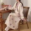 Autumn & Winter Air Cotton Maternity Nursing Pajamas: Long, Thickened Labor Dress for Postpartum and Pregnant Women