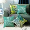 New Nordic Green Plants and Flowers Sofa Pillow Cushions Home Soft Furnishings Linen Letter Print Square Pillow