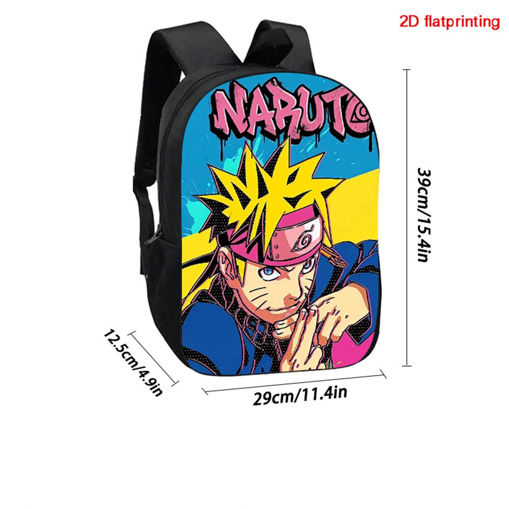 NARUTO Anime 15in Mochila Backpack with Adjustable Shoulder Straps, Kids Daily Lightweight School Bag for Boys & Girls Age 6-10