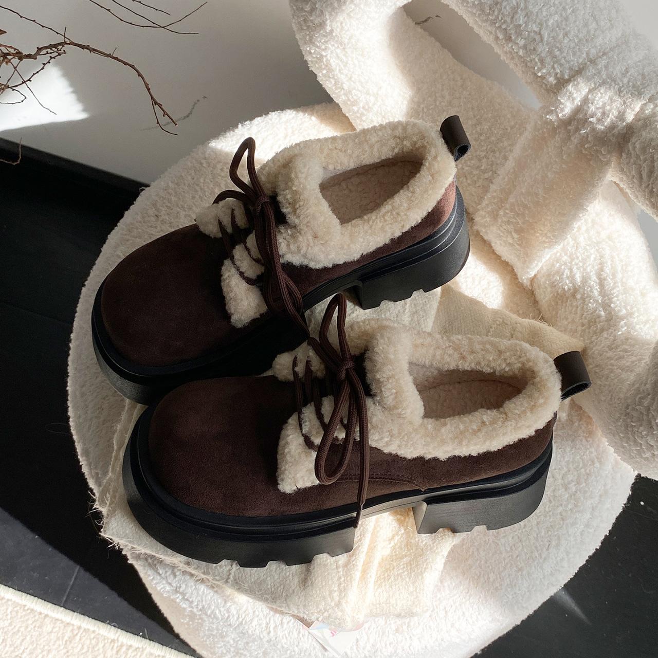 

Women s cold warm padded snow boots thick-soled heightened non-slip wear outdoor leisure sports cotton boots Le Fu shoes 40 темно-коричневого