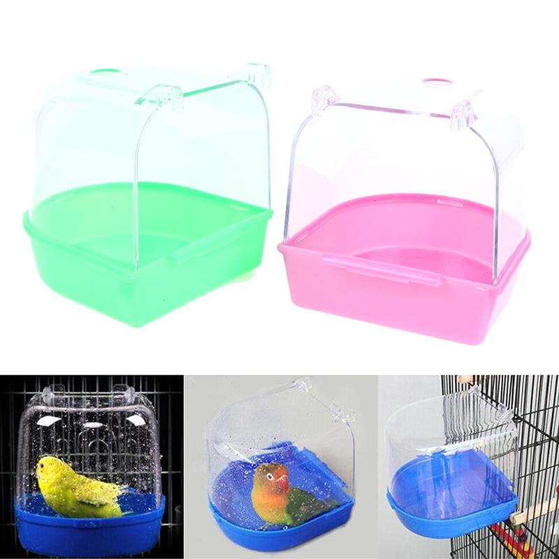 1Pc Plastic Bird Water Bath Box Parrot Hanging Bird Bath Cage Bathtub Bird Bath