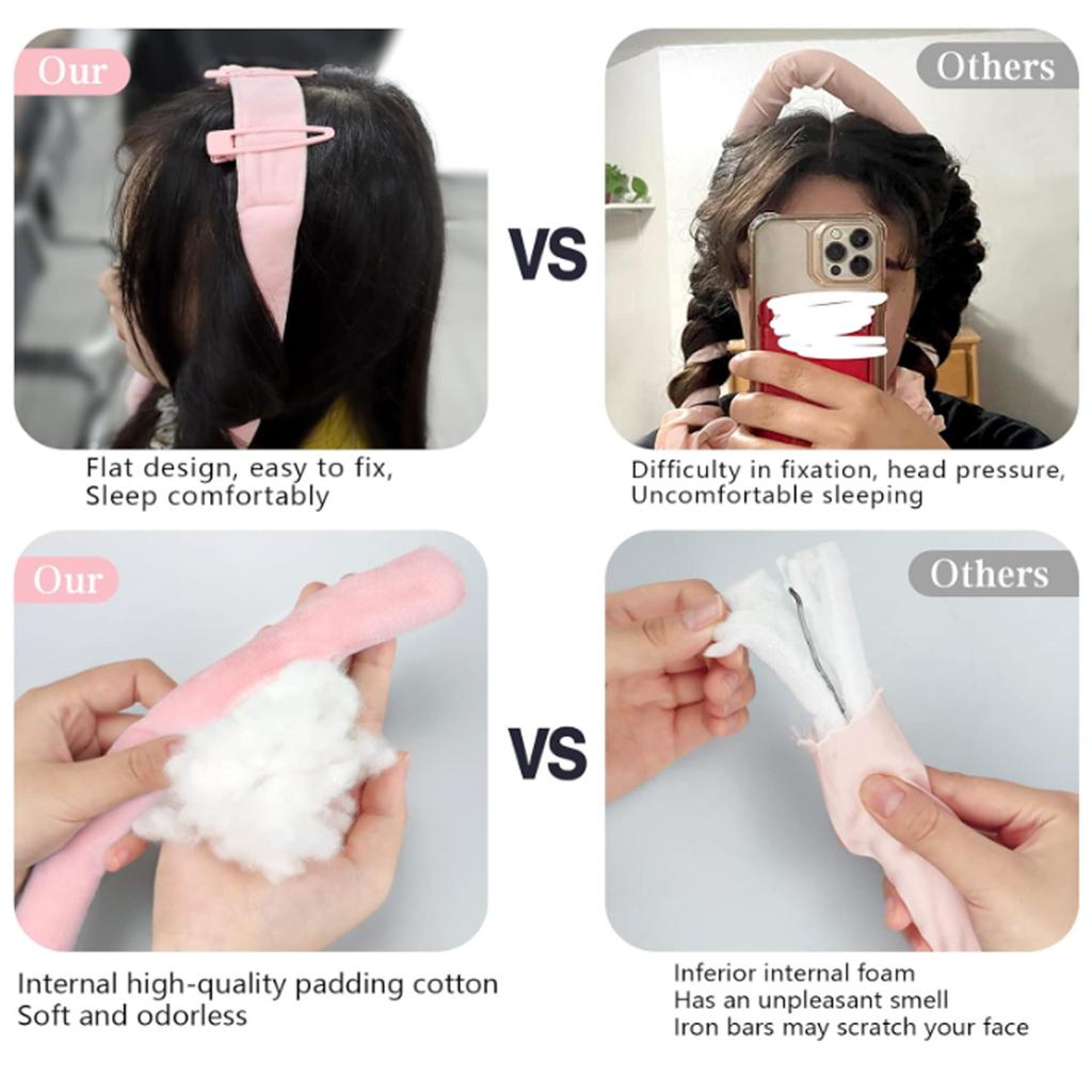 New 4set Heatless Curling Rod Plush Head Hair Curler Wave Form Curl Rod Sponge Curling Bouncy Curling Hair Hair Rollers