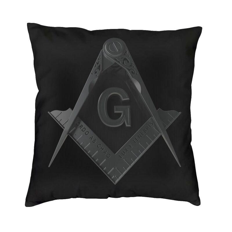Square Compass And Checkers Pillow Covers Decoration Modern Masonic Freemason Cushion Decoration Salon Square Pillowcase