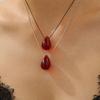 Vintage Red Resin Waterdrop Pendant Necklaces for Women Fashion Simplicity Leather Rope Collarbone Necklaces Jewelry Accessories