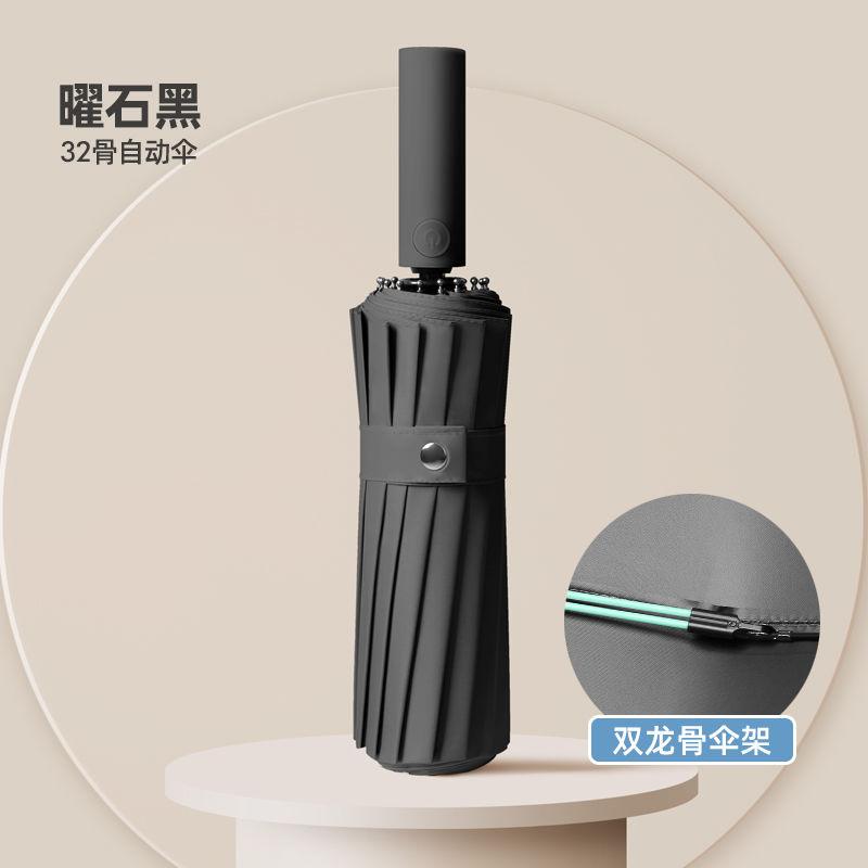 MAYDU Fully Automatic Black Rubber Sunny Umbrella Sunscreen, UV Protection, Rain and Rain Dual Use Sun Umbrella
