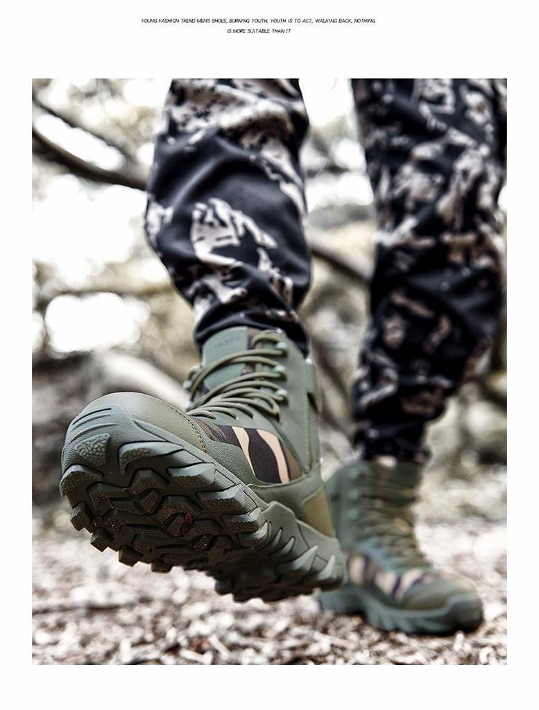 Men's Mid-Top Desert Tactical Military Sports Boots - Large Size