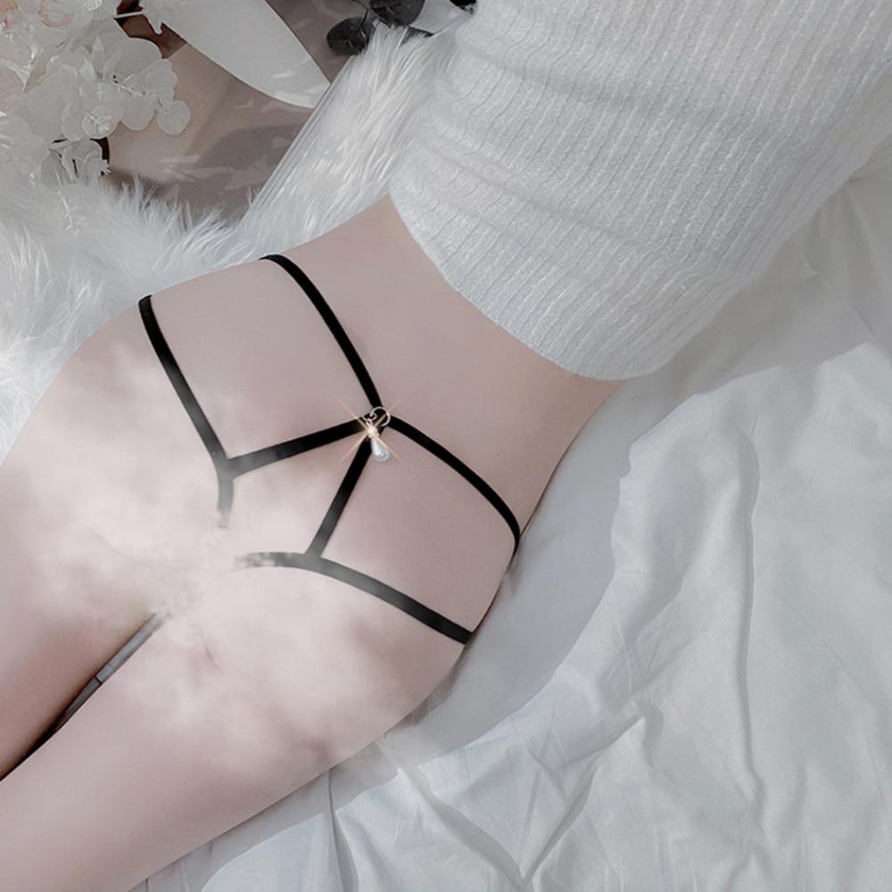 French Foreplay Flirting Panties Women's Beautiful Buttocks Sex Tulle Embroidered Pearl Perspective Hot Low-rise Thong