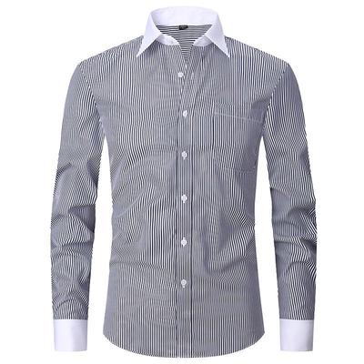 Heren Herfst Frans Shirt Zakelijk Jurk Lange Mouw Wit Shirt Effen Kleur Twill Shirt