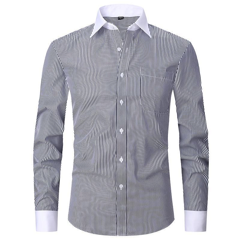 Autumn Men's French Shirt Business Dress Long Sleeve White Shirt Solid Color Twill Shirt