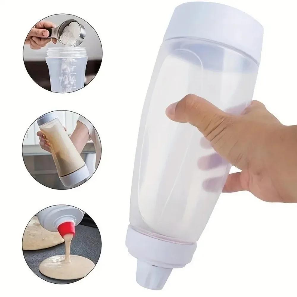Νέο Μπουκάλι Μίξερ Ζύμης 1000ml με Χειροκίνητη Μανιβέλα με Κλίμακα Δοσομετρητής Ζύμης Πανκέικ με Μπάλα Αναδευτήρα Ψητά Αγαθά Εύκολο Στύψιμο LIJIAO