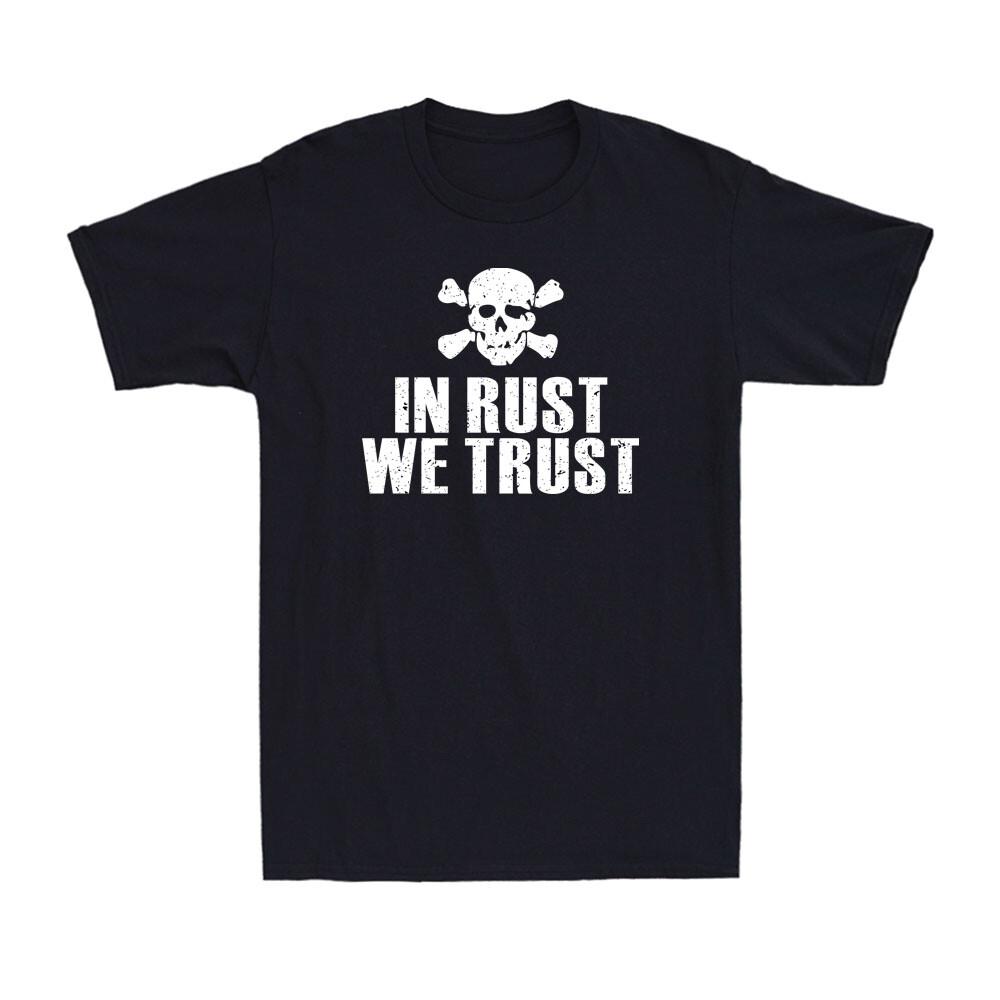 In Rust We Trust Funny Rat Hot Rod Car Fan Skeleton Vintage Men's T-Shirt