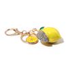Creative Artificial Fruit Cute Rhinestone Little Lemon Car Keychain Women's Bag Pendant Keychain Keyring Cartoon Gift