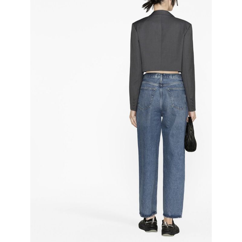 5 off Export USA Cut Label Loose Casual Straight High Waist Boyfriend Pants No Stretch Cropped Elegant Daddy Denim