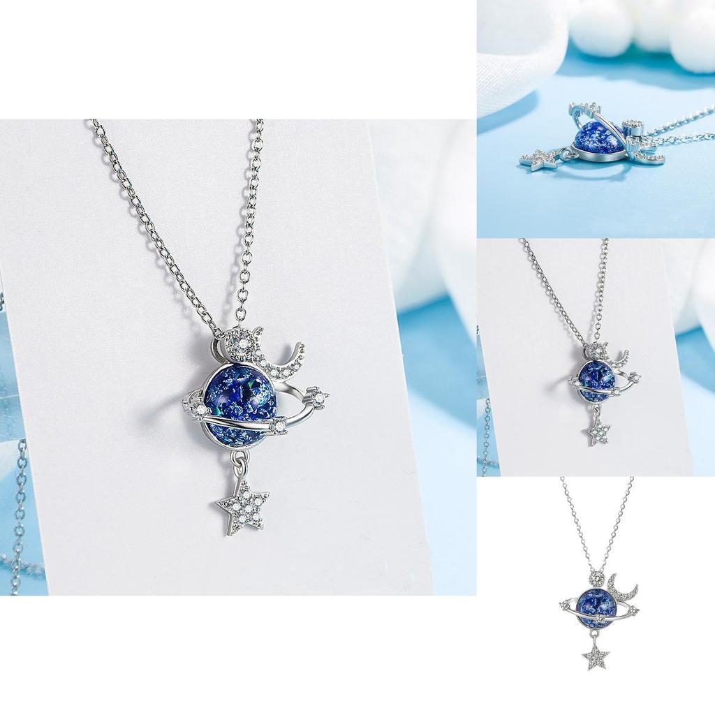 Fantasy Space Galaxy Pendant Chain With Zinc Alloy Material For Everyday Use