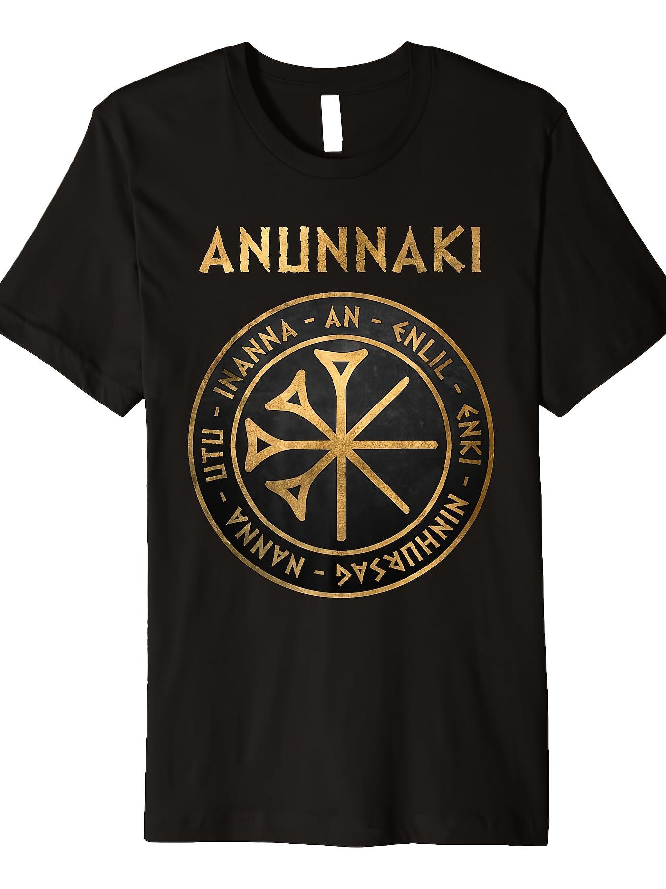 Anunnaki Ancient Gods of Mesopotamia Symbol Golden Compass TShirt 100 Cotton ONeck Short Sleeve Summer Casual Mens Tshirt S