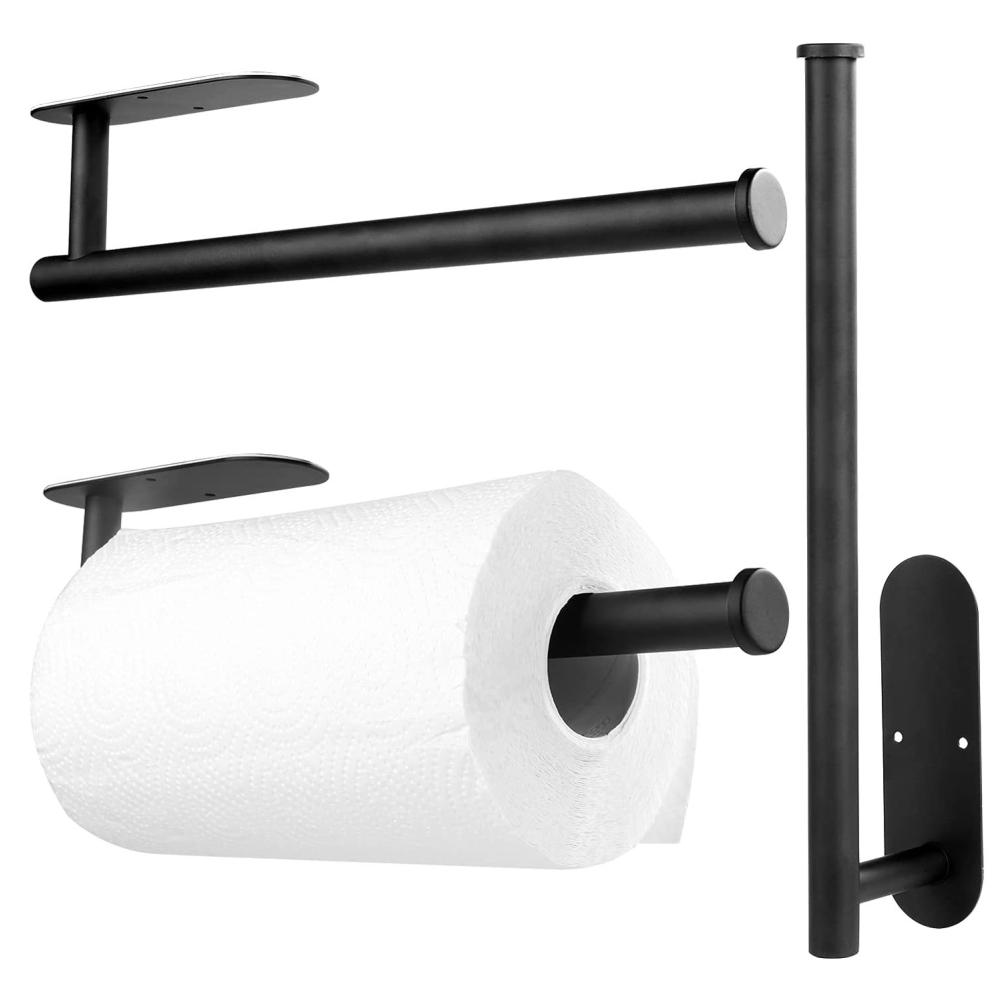 Paper Towel Holders Wall Mount Under Cabinet Self Adhesive Drilling Stainless Steel Paper Towel Rolls Holder for