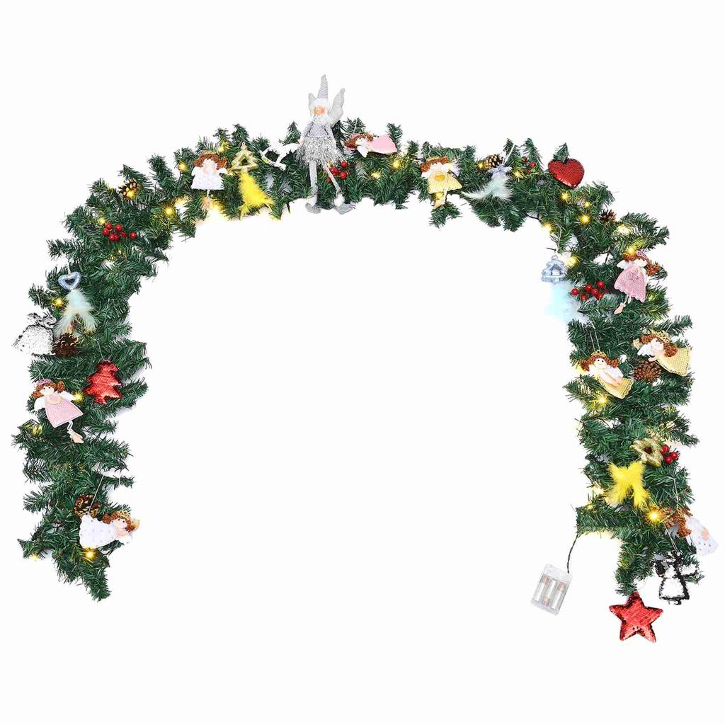 Konstgjord rottinggirlang 2,7 m PVC-simulering Juldekoration Krans Rotting med ljus för hemmet