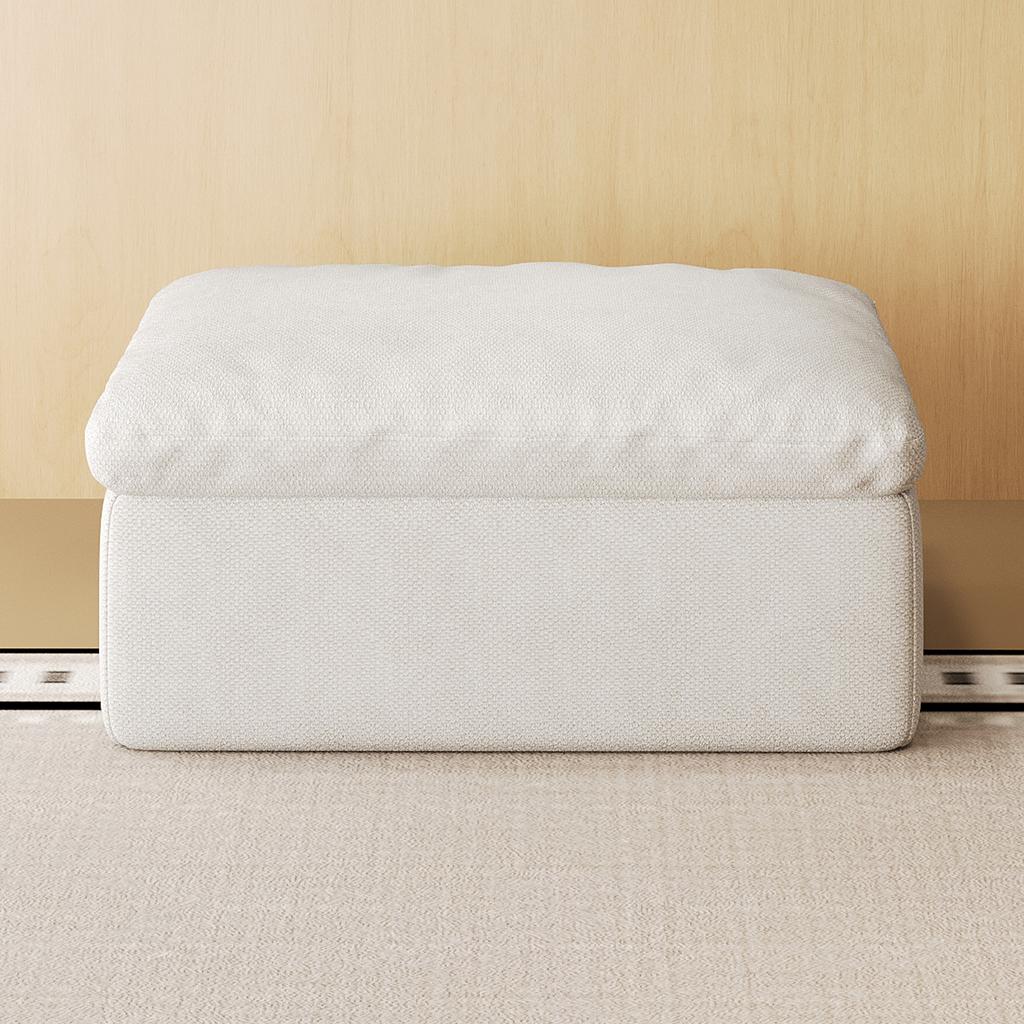 Vacuum Packed,Foam Compressed Ottoman for Living Room,Beige White