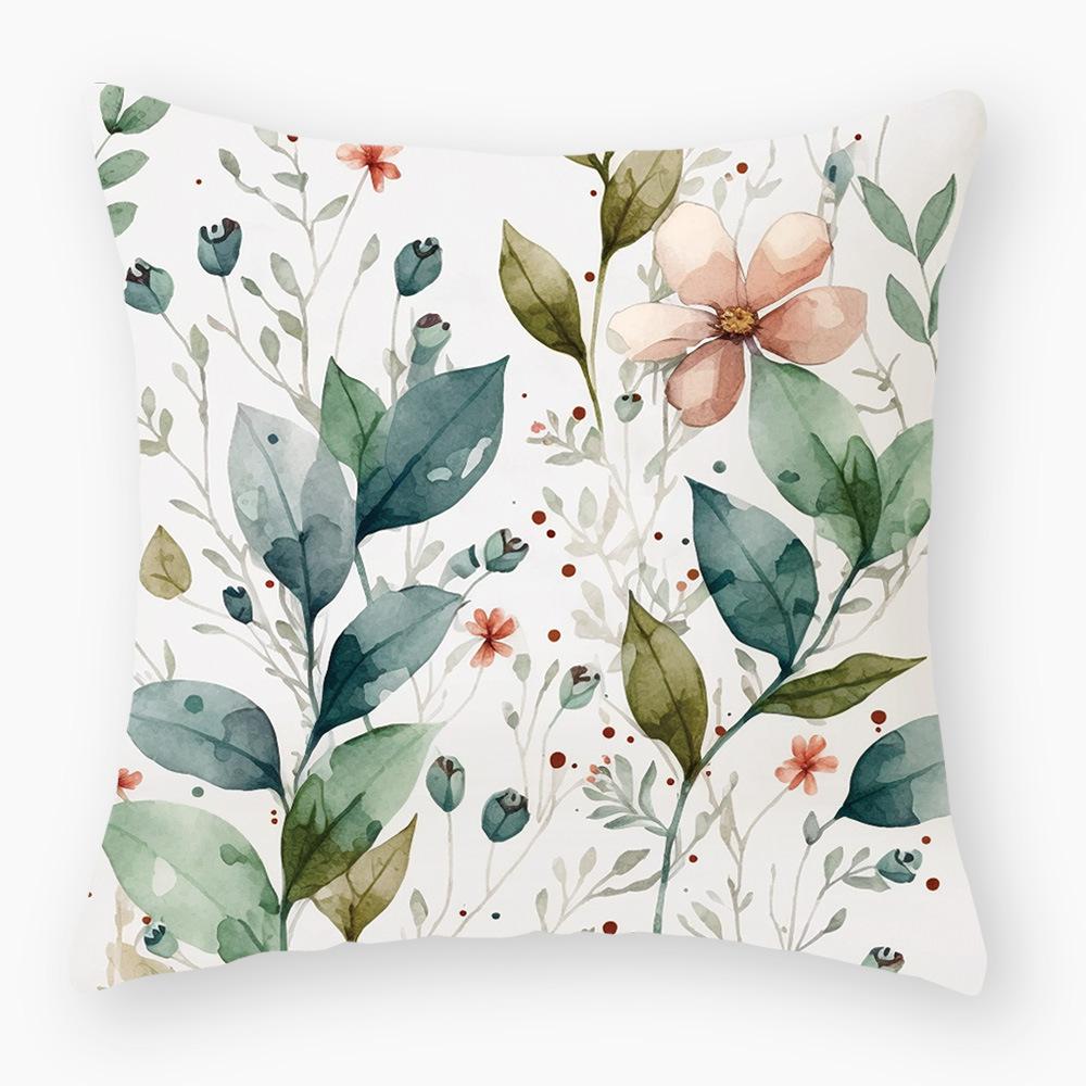 Pillowcase Classic Retro Green Plant Sofa Decoration Pillowcase Nordic Home Waist Cushion Pillowcase