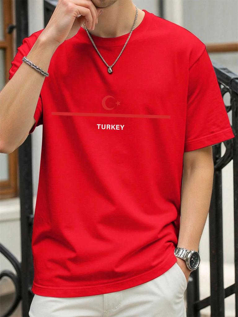 Turkey National Flag Printed Men T Shirts Hip Hop AllMatch TShirt Cotton Summer Clothes Casual Oversize Trendy Sportswear