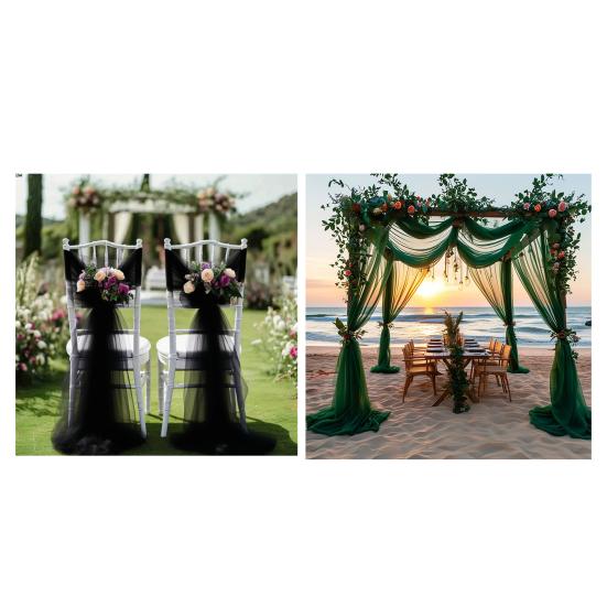 Sheer Chiffon Curtain Drapes Wedding Arch Draping Fabric Curtain Mesh Elegant Decor for Wedding Ceremony Birthday Party Versatile Decoration