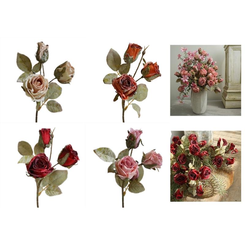 Vintage Styles Rose BouquetRose Flower Props Beautifully Crafted Fakes Flower Ornament Realistic Flower for Indoor Decor